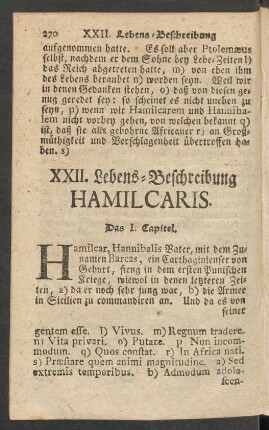XXII. Lebens-Beschreibung Hamilcaris