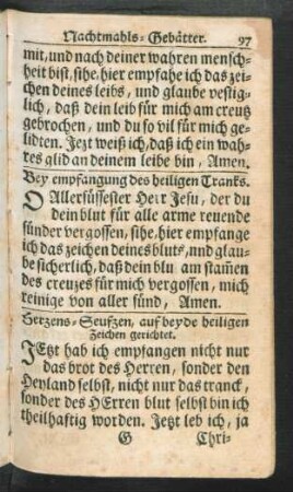 Bey empfangung des heiligen Tranks