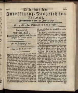 XXVI. Stück. Sonnabends: den 30. Junii, 1787.