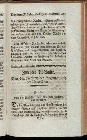 Zweyter Abschnitt. Von den Rechten der Regenten und der Unterthanen.