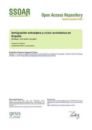Inmigración extranjera y crisis económica en España
