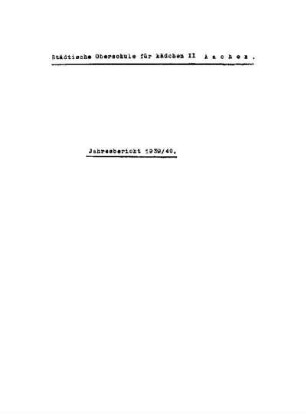 1939/40: Jahresbericht ... - 1939/40