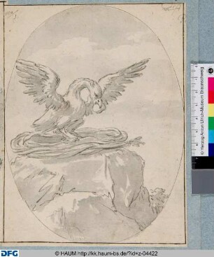Emblem: Adler stiehlt ein Ei aus einem Nest