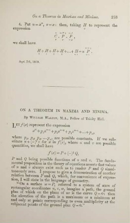 On a theorem in maxima and minima.