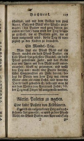 Allerlei Pasteten zu machen.