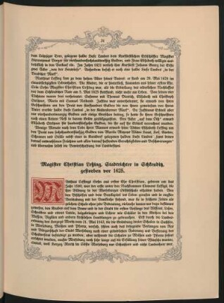 Magister Christian Leßing, Stadtrichter in Schkeuditz, gestorben vor 1625