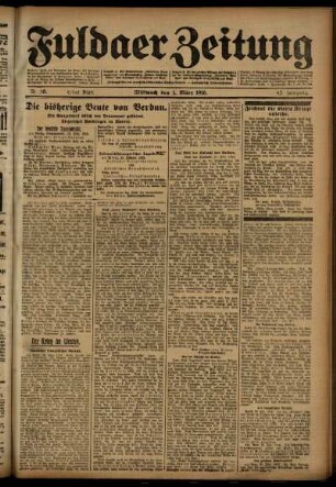 Erste Ausgabe vom Mittwoch, den 01. März 1916.