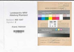 Entnazifizierung Heinrich Arand , geb. 22.09.1902 (Justizbeamter)