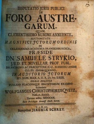 Disp. ... de foro austregarum