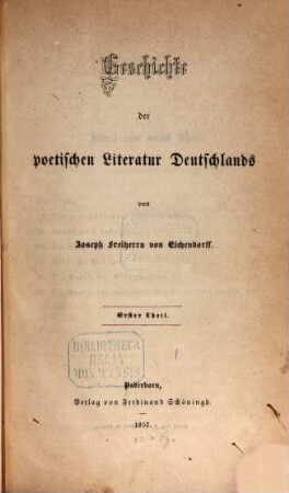 Geschichte der poetischen Literatur Deutschlands, 1