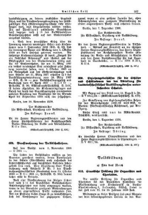 Erziehungsbeihilfen für die Schüler und Schülerinnen der der Abteilung für landwirtschaftliches Ausbildungswesen unterstehenden Schulen : [Erziehung] ; [Für Preußen] ; [Amtliche Erlasse] ; [Amtlicher Teil]