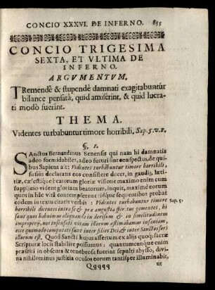 Concio Trigesima Sexta, Et Ultima De Inferno.