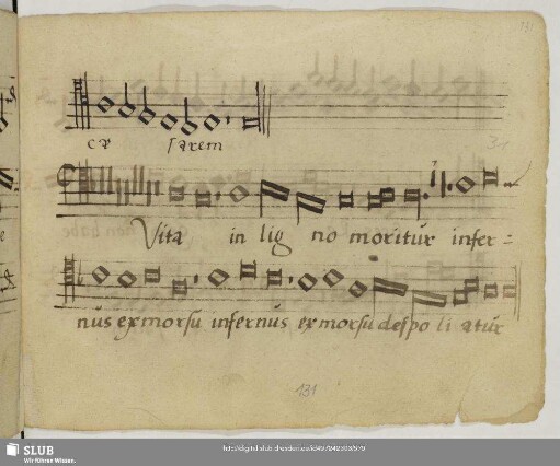 [Senfl, Ludwig:] Vita in ligno moritur