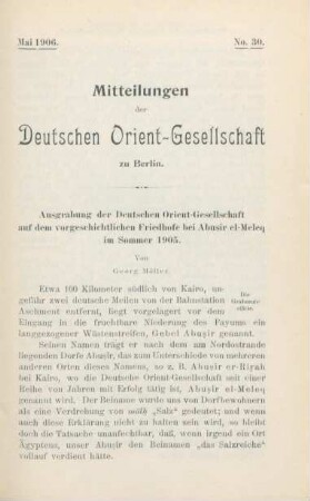 Ausgrabung der Deutschen Orient-Gesellschaft auf den vorgeschichtlichen Friedhofe bei Abusir el-Meleq im Sommer 1905