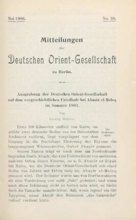 Ausgrabung der Deutschen Orient-Gesellschaft auf den vorgeschichtlichen Friedhofe bei Abusir el-Meleq im Sommer 1905
