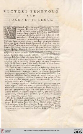 Lectori benevolo