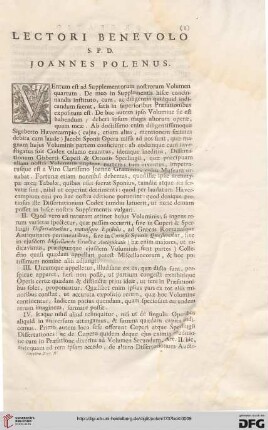 Lectori benevolo