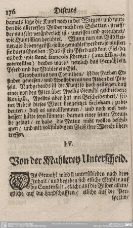 IV. Von der Mahlerey Unterscheid.