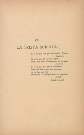 VII. La trista scienza