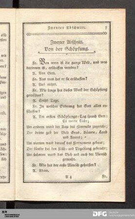 Zweyter Abschnitt. Von der Schöpfung.