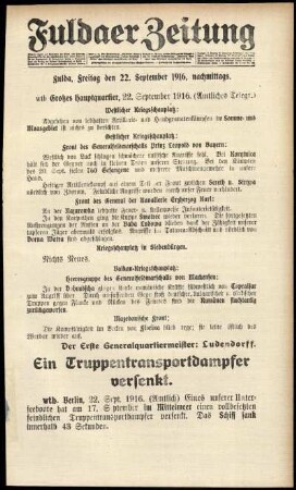 Ausgabe vom Freitag, den 22. September 1916.