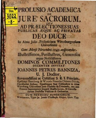 Prolusio acad. de iure sacrorum