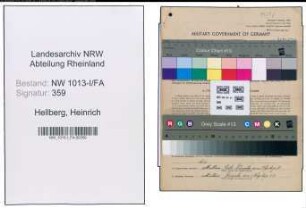 Entnazifizierung Heinrich Hellberg , geb. 28.06.1907 (Landwirt)