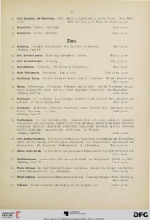 Zinn, Arbeiten in verschiedenem Metall (Nr. 148-195)