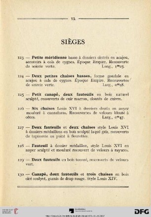 Sièges (Nr. 123-130)