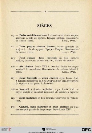 Sièges (Nr. 123-130)