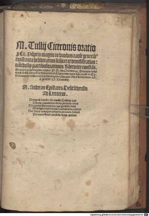 Oratio pro Cn. Pompeio magno in duobus cause generibus constituta deliberativo scilicet et demonstrativo