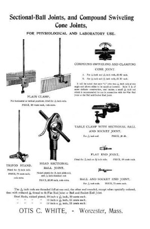 Sectional-Ball Joints and Compound Swiveling Cone Joints For Physiological and Laboratory Use