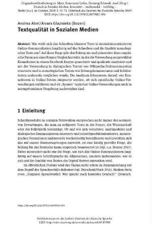 Textqualität in Sozialen Medien