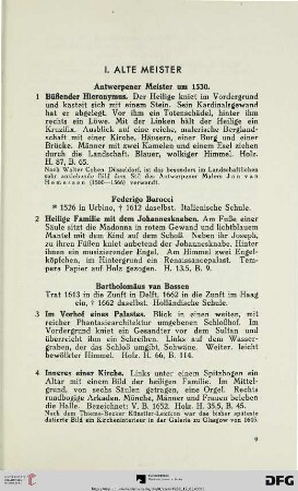 I. Alte Meister (Nr. 1-65)
