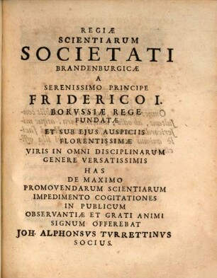 De Affectibus a Veri Studio Abducentibus, Oratio Academica : Dicta statis Academiæ Genevensis Solennibus, XIII. Mai. MDCCIX
