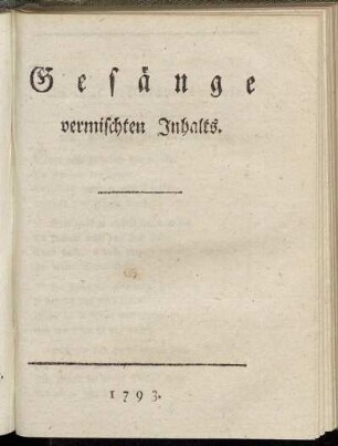 Gesänge vermischten Inhalts.