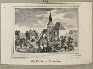 Wohnhäuser und Kirche in Bärenstein (Altenberg) von Westen, aus Sachsens Kirchen-Galerie von Hermann Schmidt