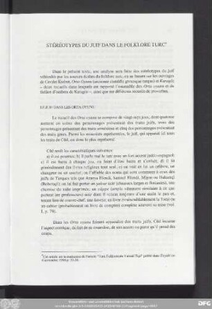 Stéréotypes Du Juif Dans Le Folklore Turc