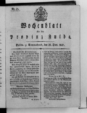 Nr. 25, Ausgabe vom 23. Juni 1827