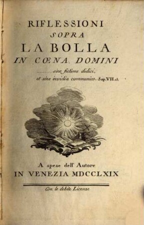 Riflessioni Sopra La Bolla In Coena Domini