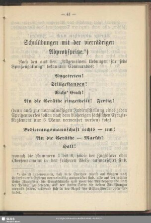 Schulübungen mit der vierrädrigen Abprotzspritze