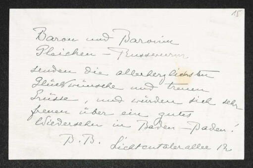 Brief von Alexander von Gleichen-Rußwurm und Sophie von Gleichen-Rußwurm an Gerhart Hauptmann