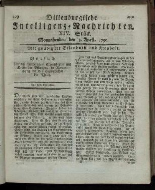 XIV. Stück. Sonnabends: den 3. April, 1790.