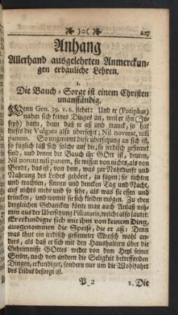 Anhang Allerhand ausgelehrten Anmerckungen erbauliche Lehren.