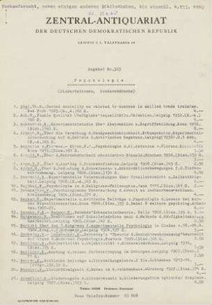 Nr. 323: Psychologie