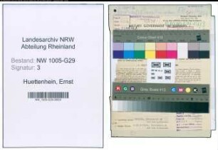 Entnazifizierung Ernst Huettenhein , geb. 25.06.1898 (Prokurist)