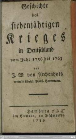 Geschichte des siebenjährigen Krieges in Deutschland