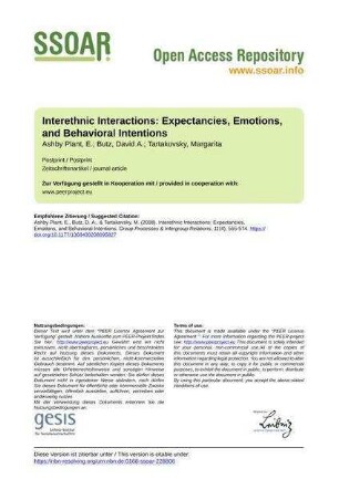 Interethnic Interactions: Expectancies, Emotions, and Behavioral Intentions