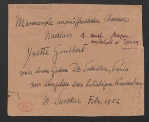 [Chanson / Text / Noten] Manuscripte unveröffentlichter Chansons