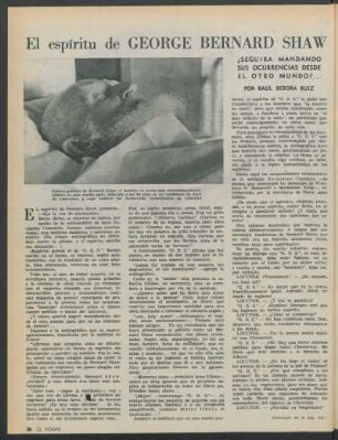 El espíritu de George Bernard Shaw : ¿Seguirá mandando sus ocurrencias desde el otro mundo?